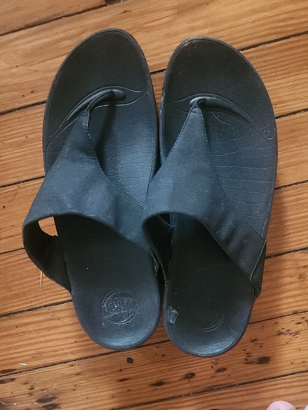 Black Slip-On Thong Sandals